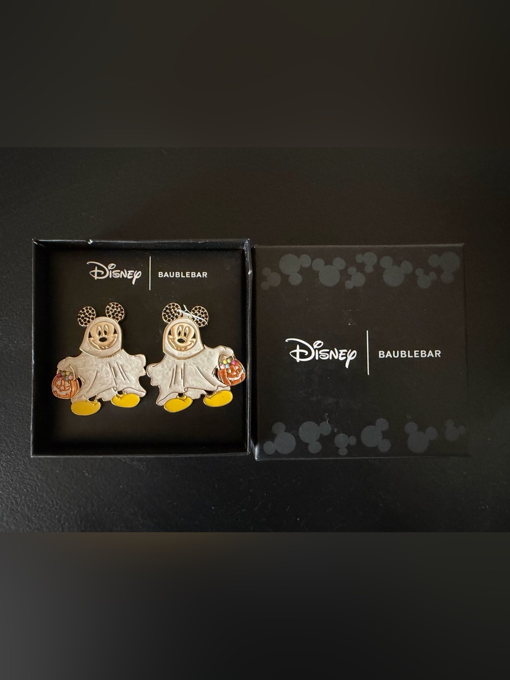 Disney x BaubleBar Halloween Mickey Ghost Earrings - White & Yellow